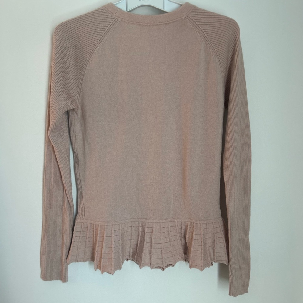 Tory Burch Ribbed Ballet Pink Peplum Sweater Silk/Cashmere Blend Large - Picture 7 of 15